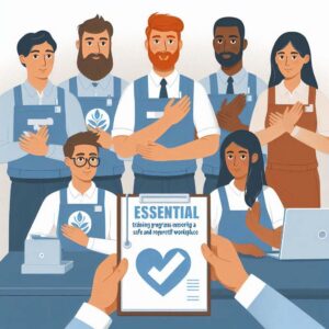 A graphic with a group of cartoon people with their hands over their hearts