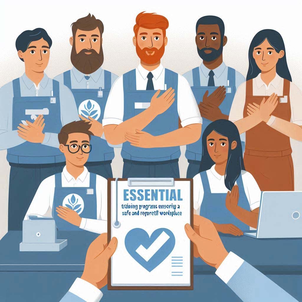 A graphic with a group of cartoon people with their hands over their hearts